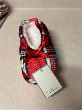 Red Plaid Fleece Lined Slippers